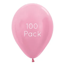 Satin Pearl Pink Balloons - 100 Pkt
