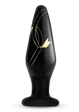 Secret Kisses 4.5' Handblown Glass Plug - Black/Gold