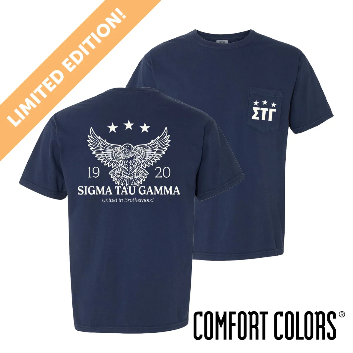 Sig Tau Comfort Colors Patriotic Eagle Short Sleeve Tee