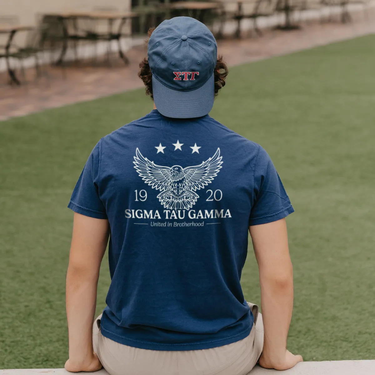 Sig Tau Comfort Colors Patriotic Eagle Short Sleeve Tee