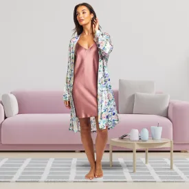 Silk Robe Mid Length - Secret Garden