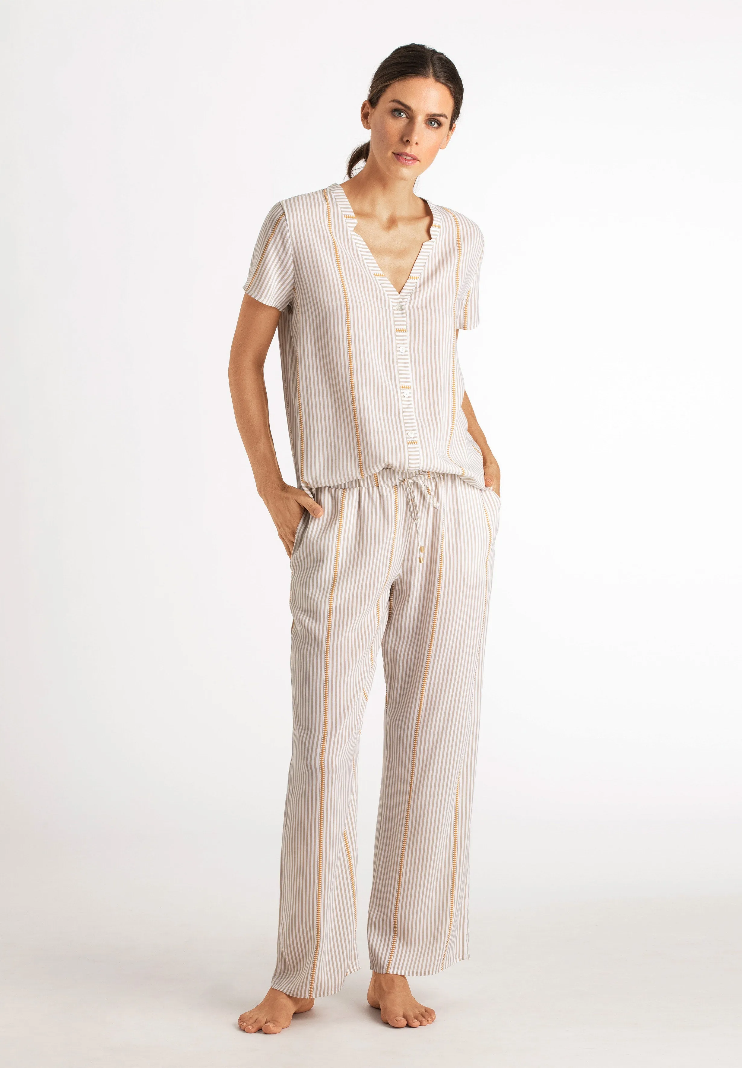 Sleep And Lounge Woven Long Pant | Safari Stripe 77617-2008