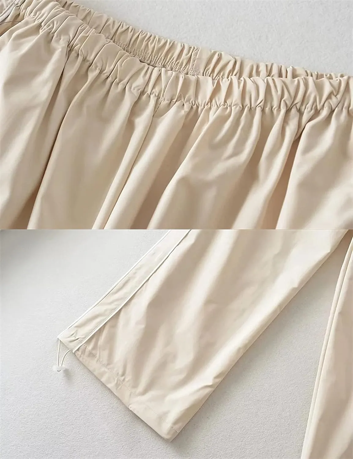 Springrain Womens Wide Leg Track Pants Slouchy Stripe Detail Jogger Sweatpants with Pockets