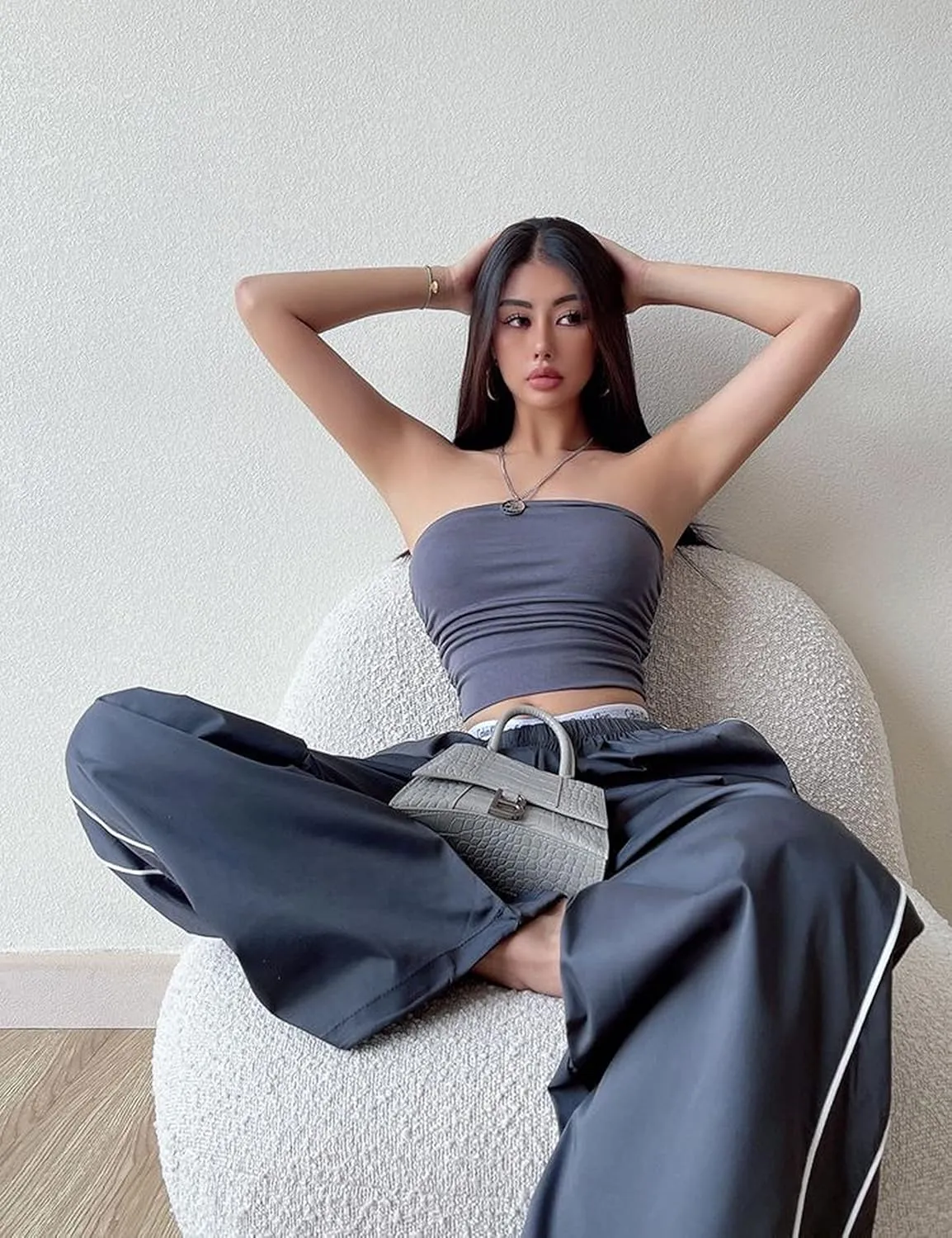 Springrain Womens Wide Leg Track Pants Slouchy Stripe Detail Jogger Sweatpants with Pockets