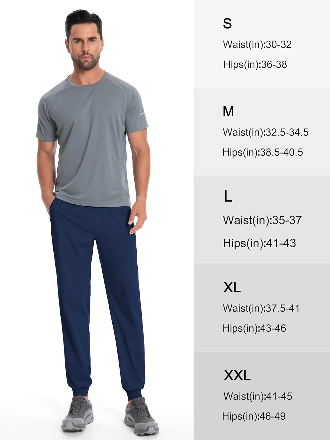 Tall Mens Joggers 32/34/36/38 Inseam Extra Long Sweatpants with 3 Zipper Pockets Lightweight Athletic Pants