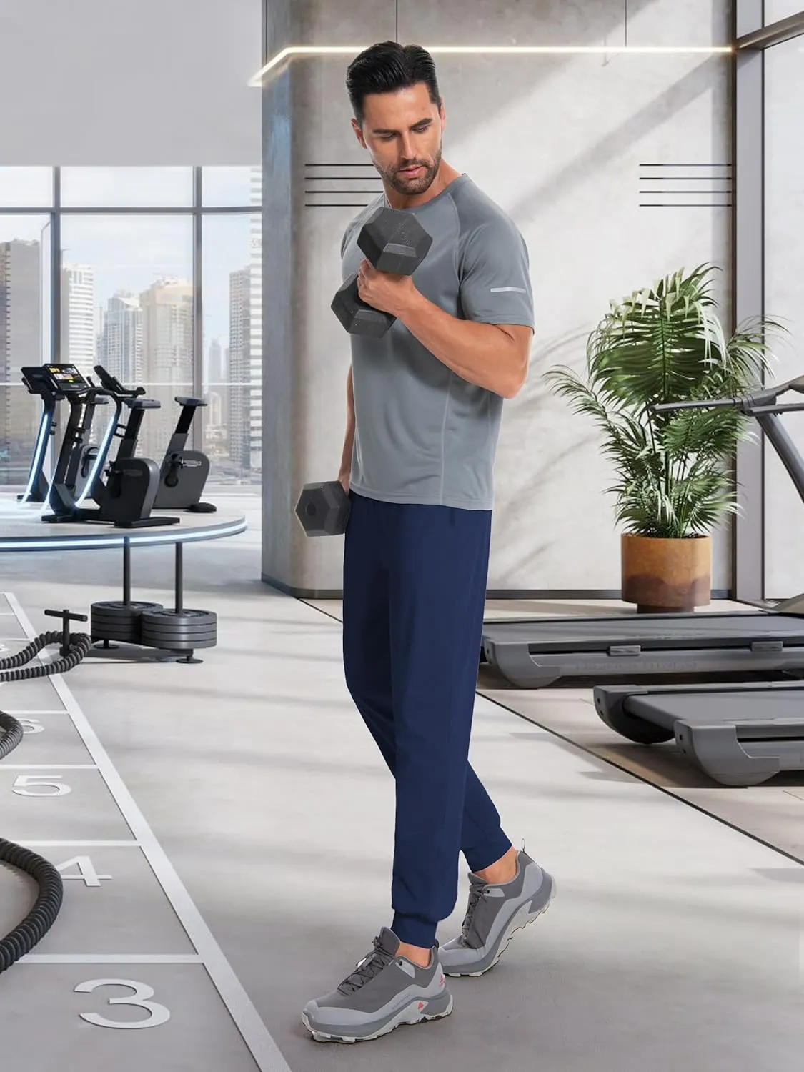 Tall Mens Joggers 32/34/36/38 Inseam Extra Long Sweatpants with 3 Zipper Pockets Lightweight Athletic Pants