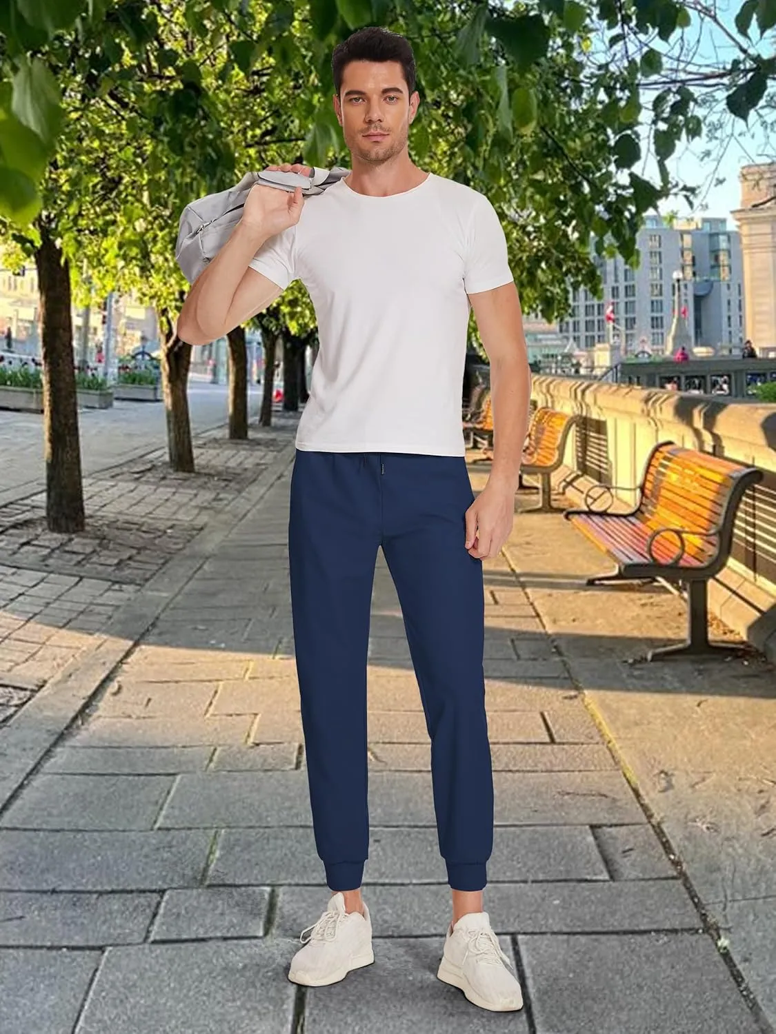 Tall Mens Joggers 32/34/36/38 Inseam Extra Long Sweatpants with 3 Zipper Pockets Lightweight Athletic Pants