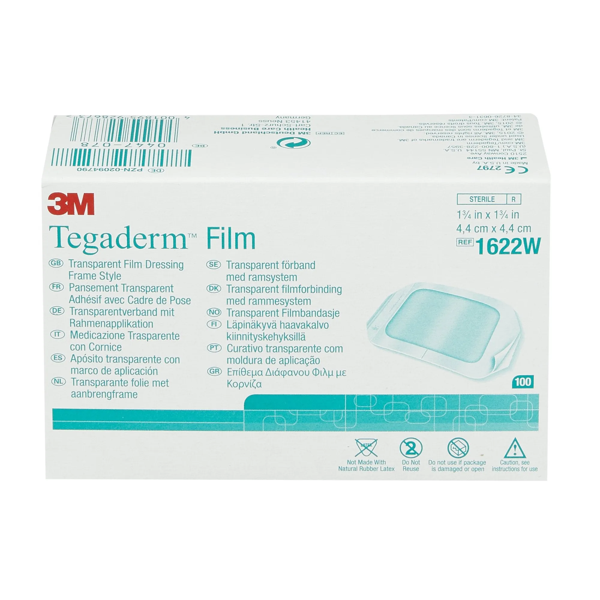 Tegaderm Transparent Adhesive Film Dressing Picture Frame Style 1-3/4" x 1-3/4"