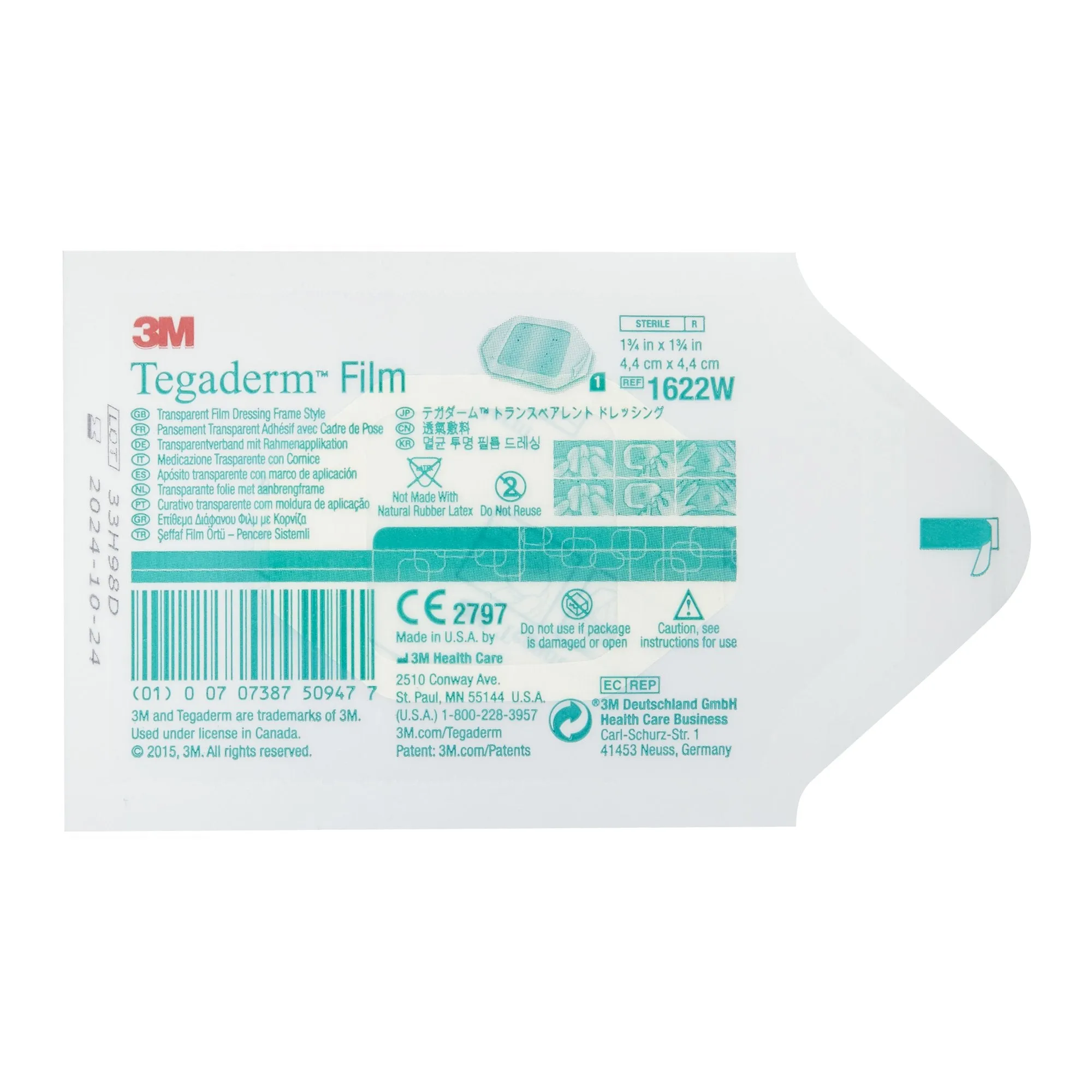 Tegaderm Transparent Adhesive Film Dressing Picture Frame Style 1-3/4" x 1-3/4"