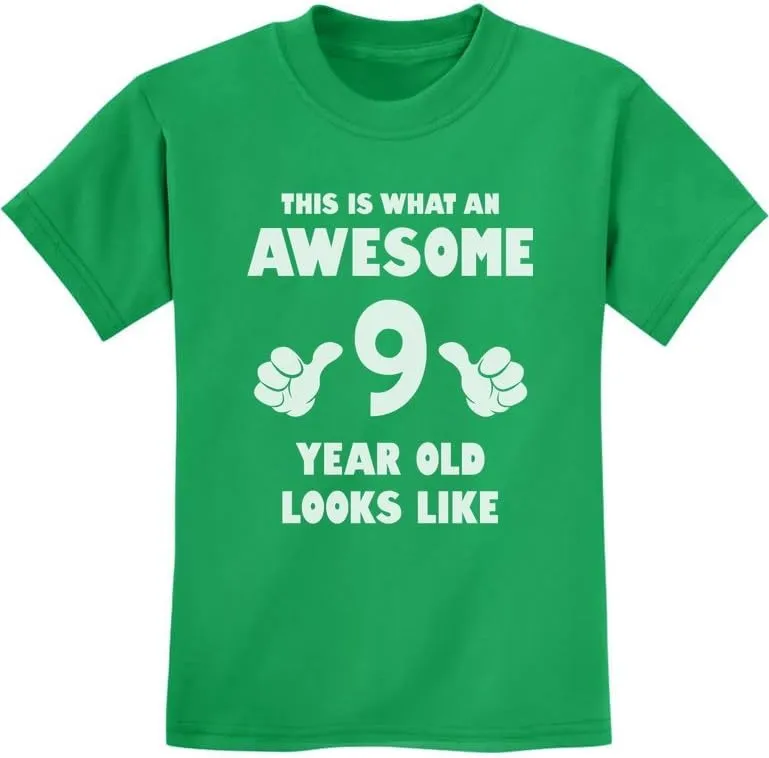Tstars 9th Birthday Shirt Gifts for Girls Boys This is What an Awesome 9 Year Old Looks Like Youth Kids T-Shirt