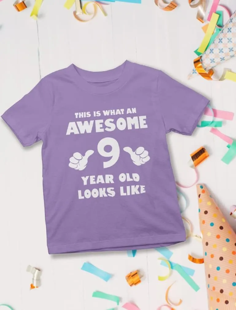 Tstars 9th Birthday Shirt Gifts for Girls Boys This is What an Awesome 9 Year Old Looks Like Youth Kids T-Shirt