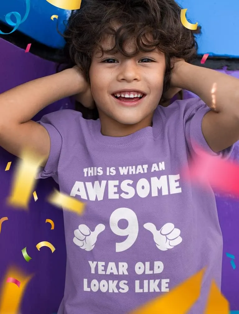 Tstars 9th Birthday Shirt Gifts for Girls Boys This is What an Awesome 9 Year Old Looks Like Youth Kids T-Shirt