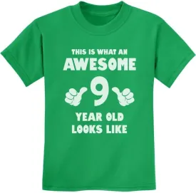 Tstars 9th Birthday Shirt Gifts for Girls Boys This is What an Awesome 9 Year Old Looks Like Youth Kids T-Shirt