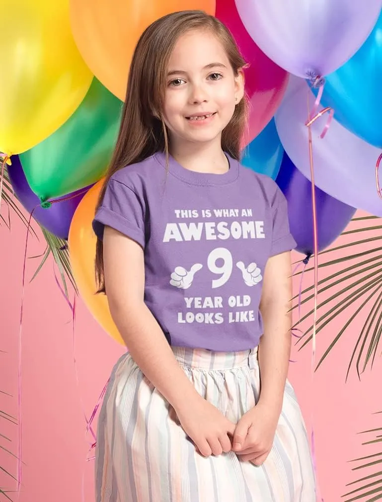 Tstars 9th Birthday Shirt Gifts for Girls Boys This is What an Awesome 9 Year Old Looks Like Youth Kids T-Shirt