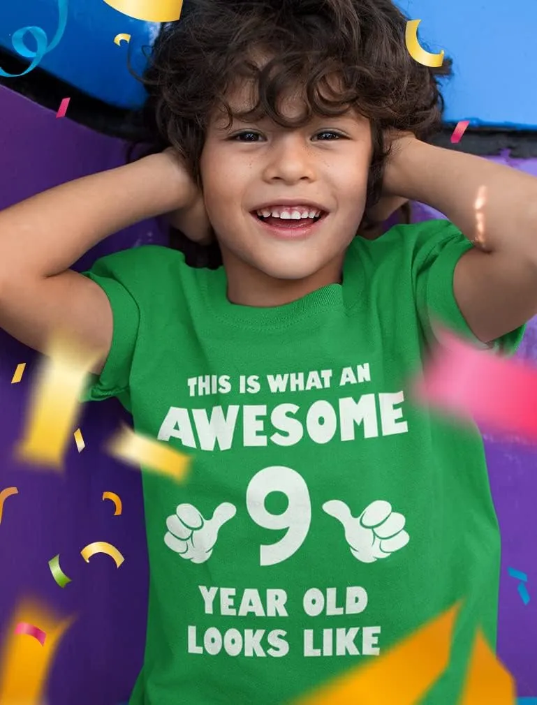 Tstars 9th Birthday Shirt Gifts for Girls Boys This is What an Awesome 9 Year Old Looks Like Youth Kids T-Shirt