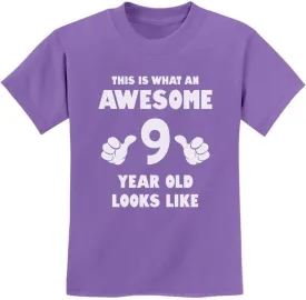 Tstars 9th Birthday Shirt Gifts for Girls Boys This is What an Awesome 9 Year Old Looks Like Youth Kids T-Shirt