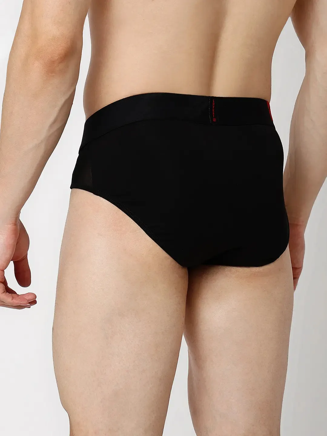Underjeans By Spykar Men Premium Black & Olive Cotton Blend Regular Fit Brief - Pack Of 2