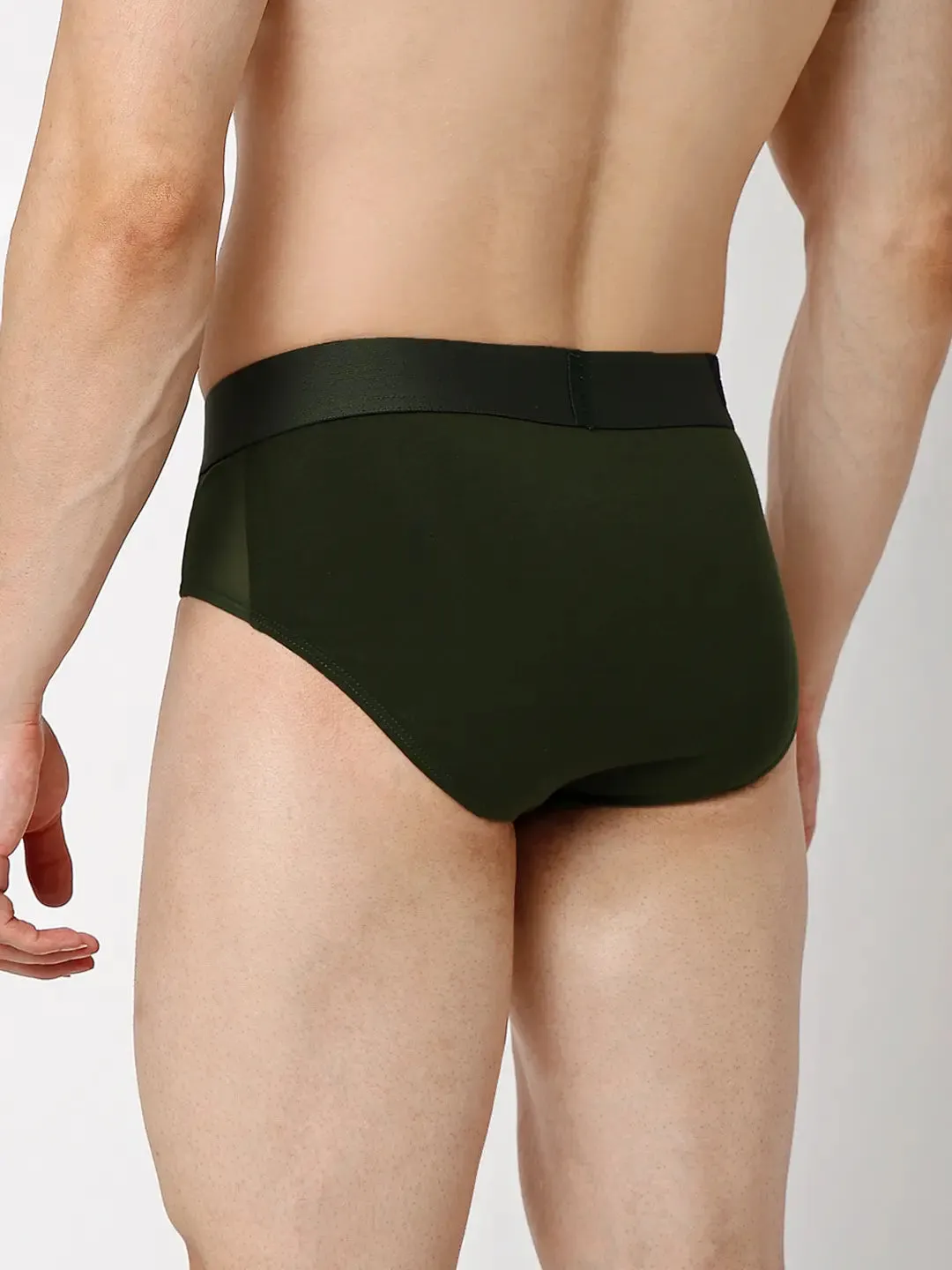 Underjeans By Spykar Men Premium Black & Olive Cotton Blend Regular Fit Brief - Pack Of 2
