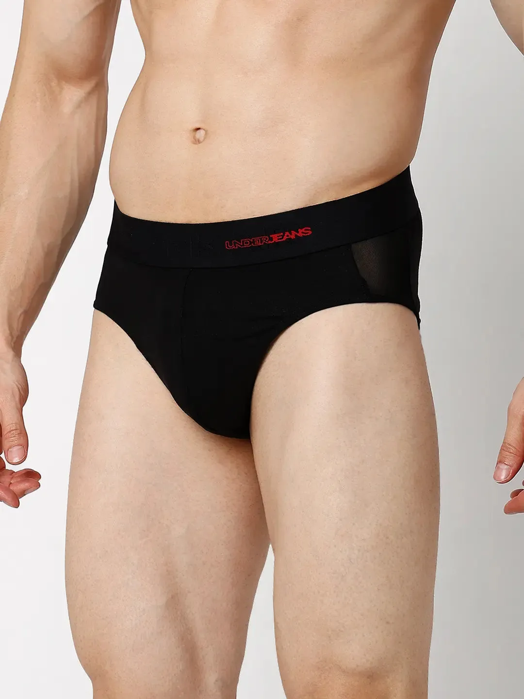 Underjeans By Spykar Men Premium Black & Olive Cotton Blend Regular Fit Brief - Pack Of 2