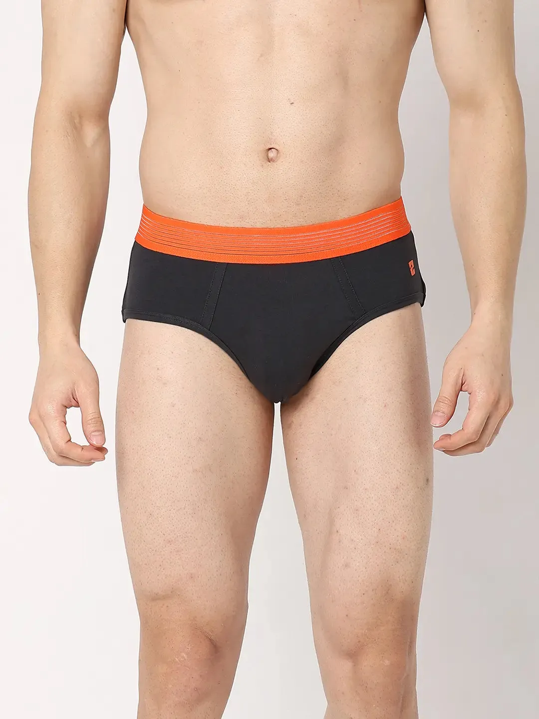 Underjeans By Spykar Men Premium Dark Grey & Olive Cotton Blend Regular Fit Brief - Pack Of 2