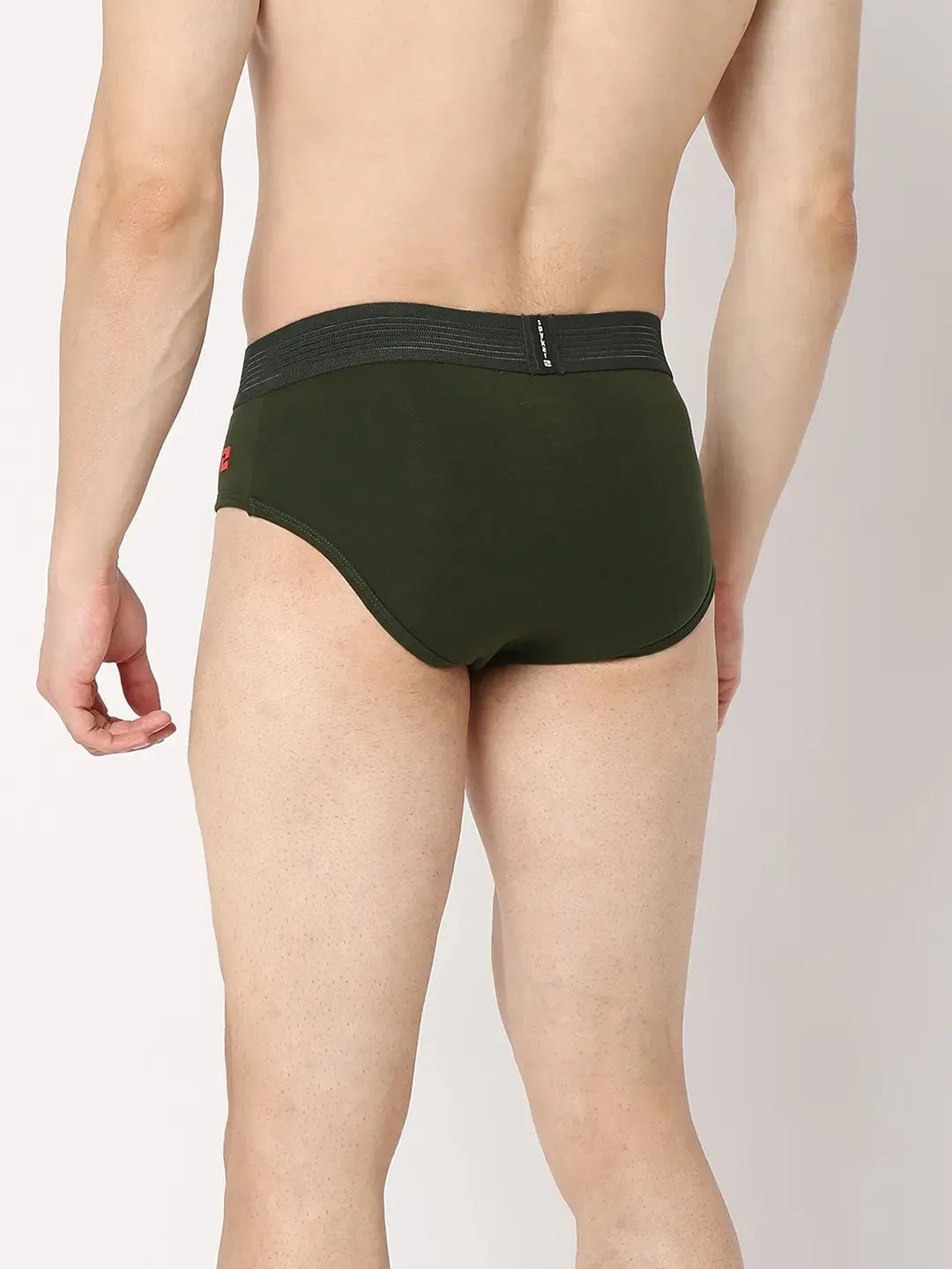 Underjeans By Spykar Men Premium Dark Grey & Olive Cotton Blend Regular Fit Brief - Pack Of 2