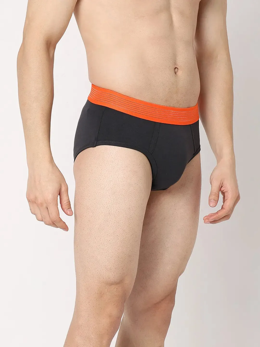 Underjeans By Spykar Men Premium Dark Grey & Olive Cotton Blend Regular Fit Brief - Pack Of 2