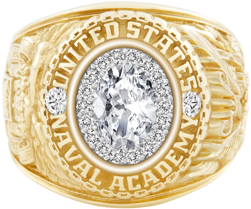 USNA Class Ring Mod™ with Diamond Centerpiece and Diamond Dividers