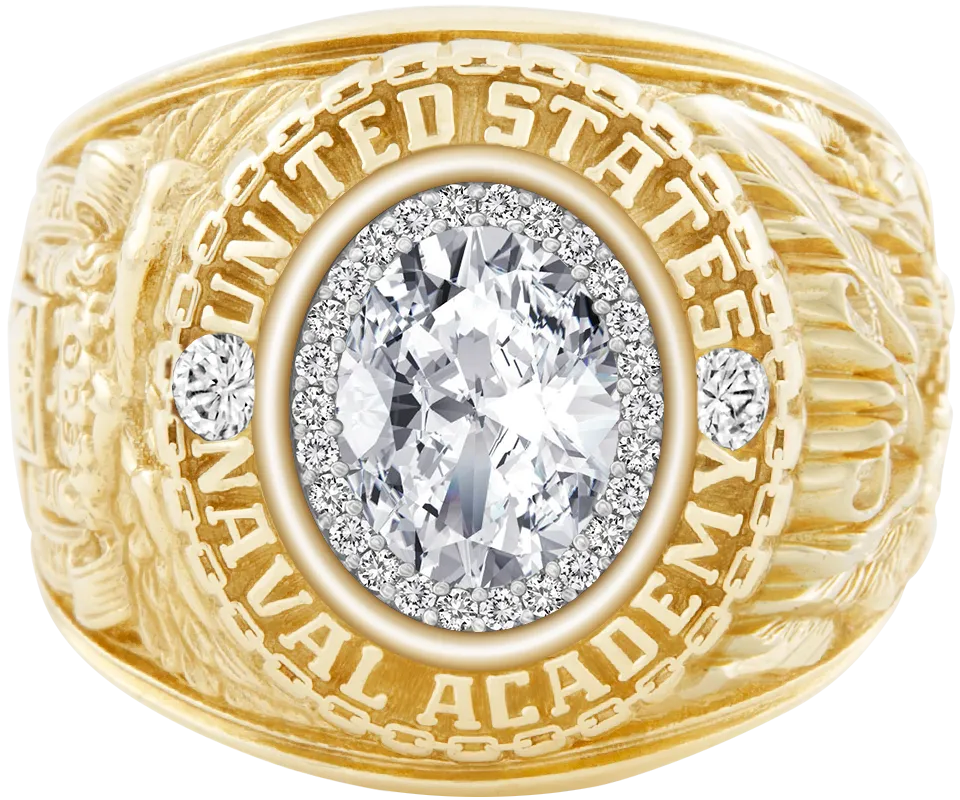USNA Class Ring Mod™ with Diamond Centerpiece and Diamond Dividers