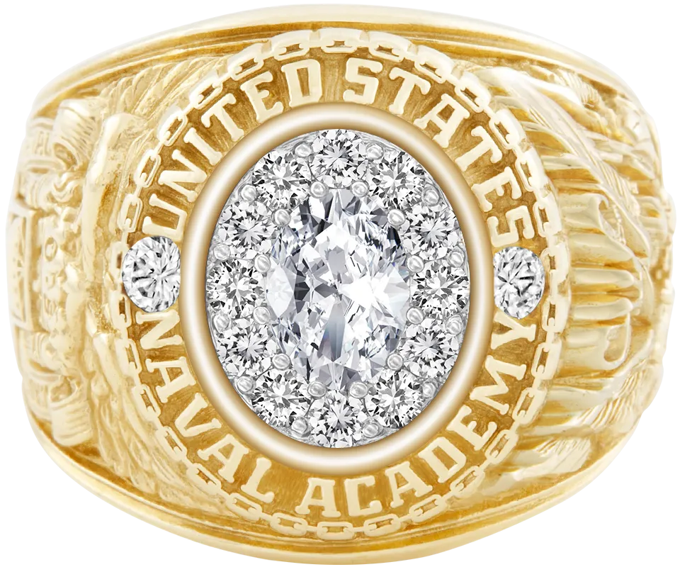 USNA Class Ring Mod™ with Diamond Centerpiece and Diamond Dividers