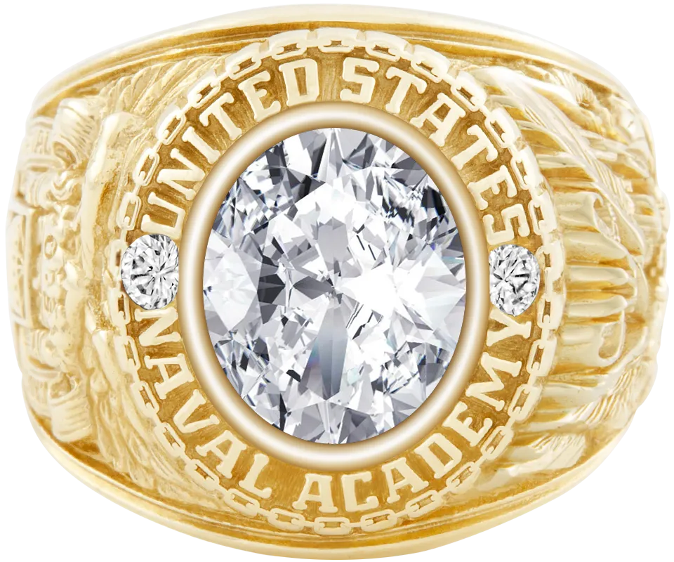 USNA Class Ring Mod™ with Diamond Centerpiece and Diamond Dividers
