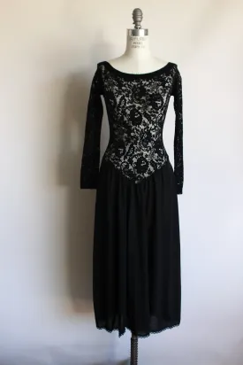 Vintage 1990s Victoria's Secret Black Nightgown With Lace Bodice