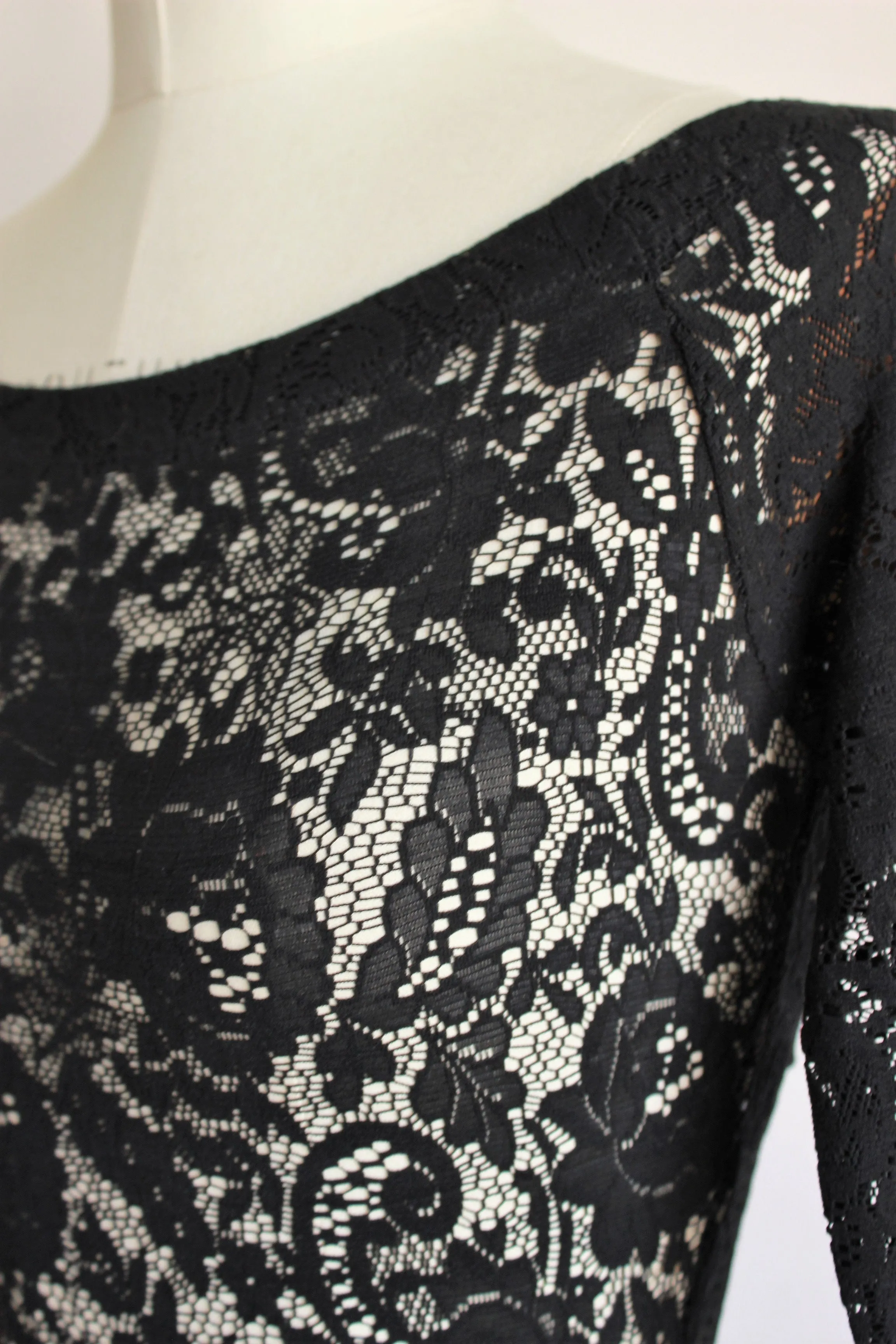 Vintage 1990s Victoria's Secret Black Nightgown With Lace Bodice