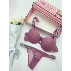 VS Cherry Pink Shimmer Lingerie Set