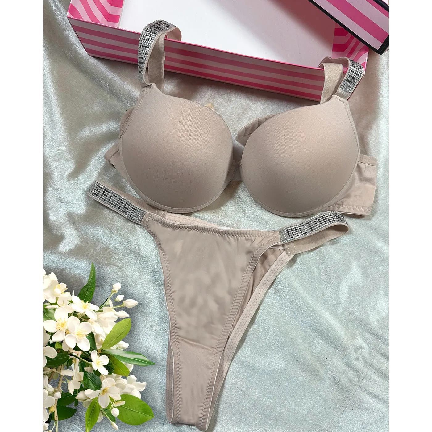 VS Rose Peach Lingerie Set