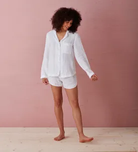 White Ella 100% Linen Pyjama Top