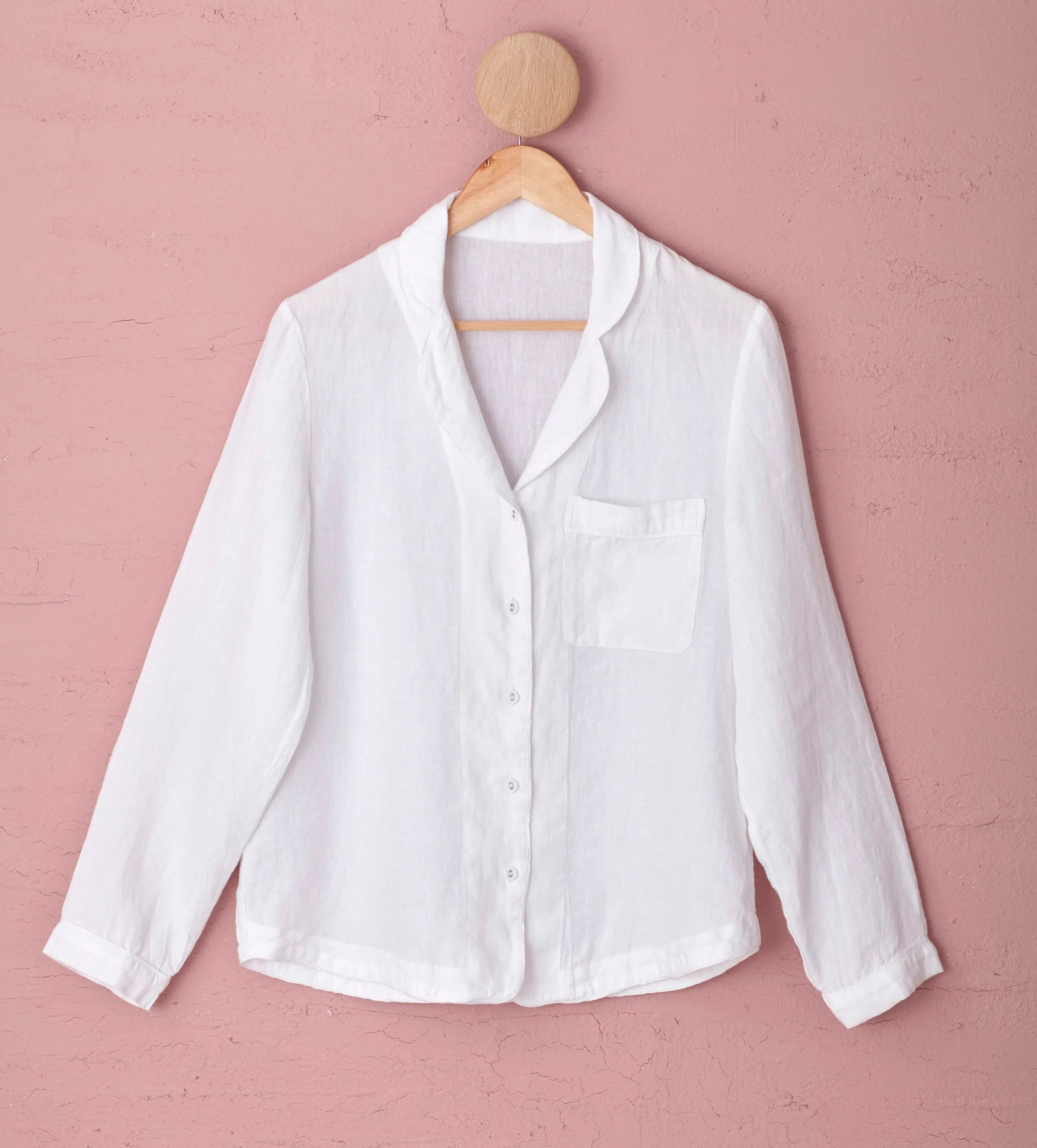 White Ella 100% Linen Pyjama Top