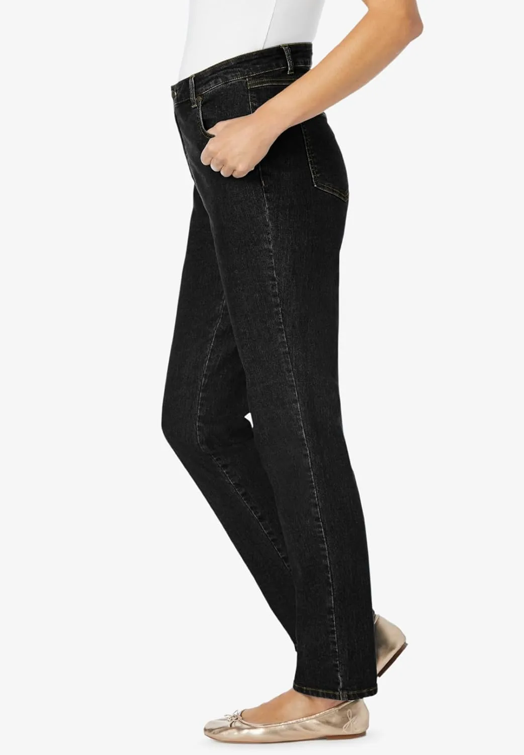 Woman Within Plus Size Straight-Leg Stretch Denim Jean