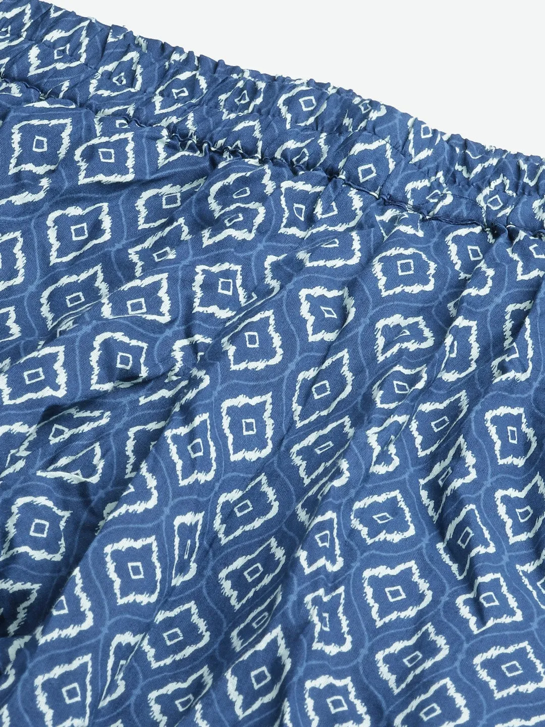 Women'S Indigo Printed Cotton Nightsuit