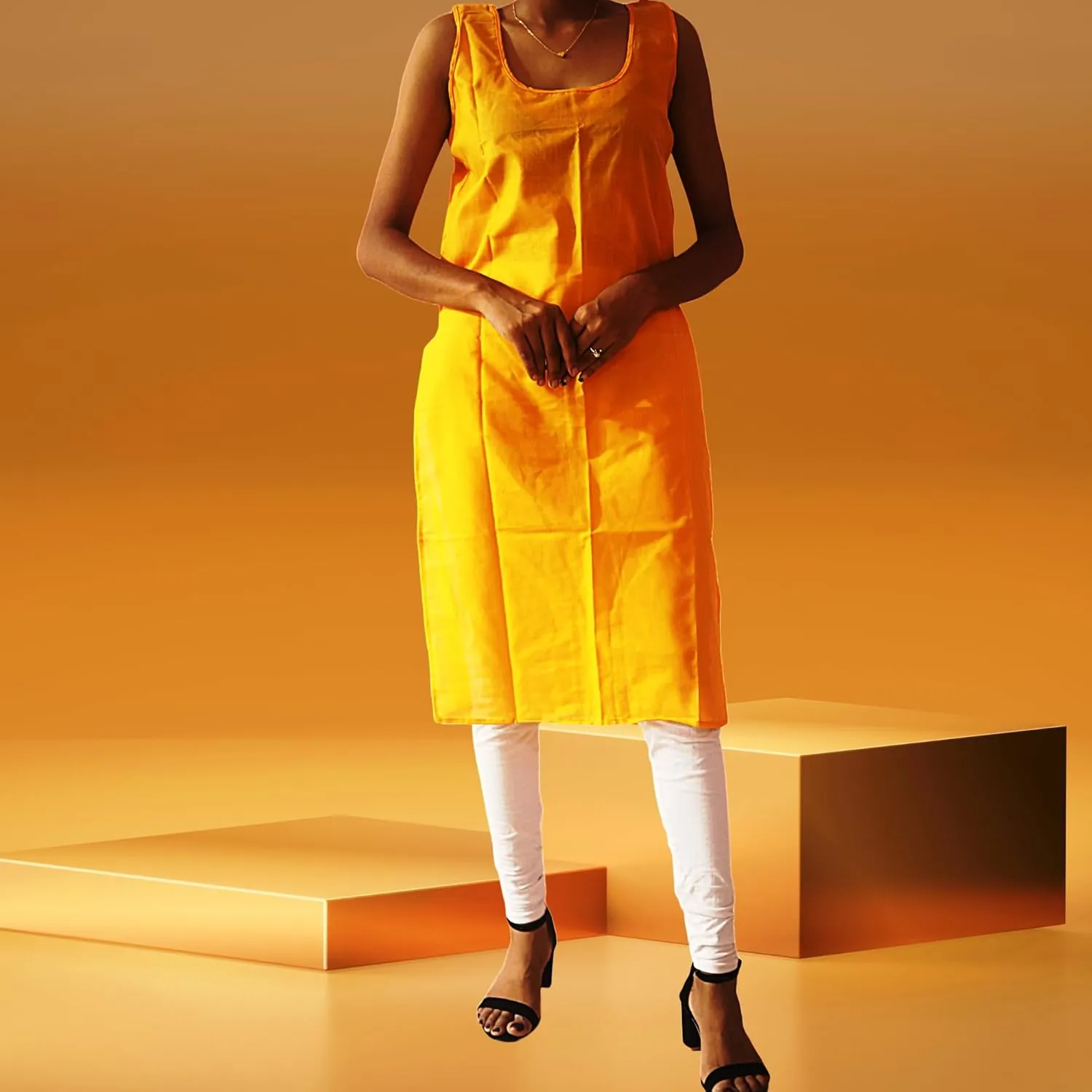 Women's Long Cotton Inner Slip Innerwear, Sleeveless Camisole for Sheer Kurtis