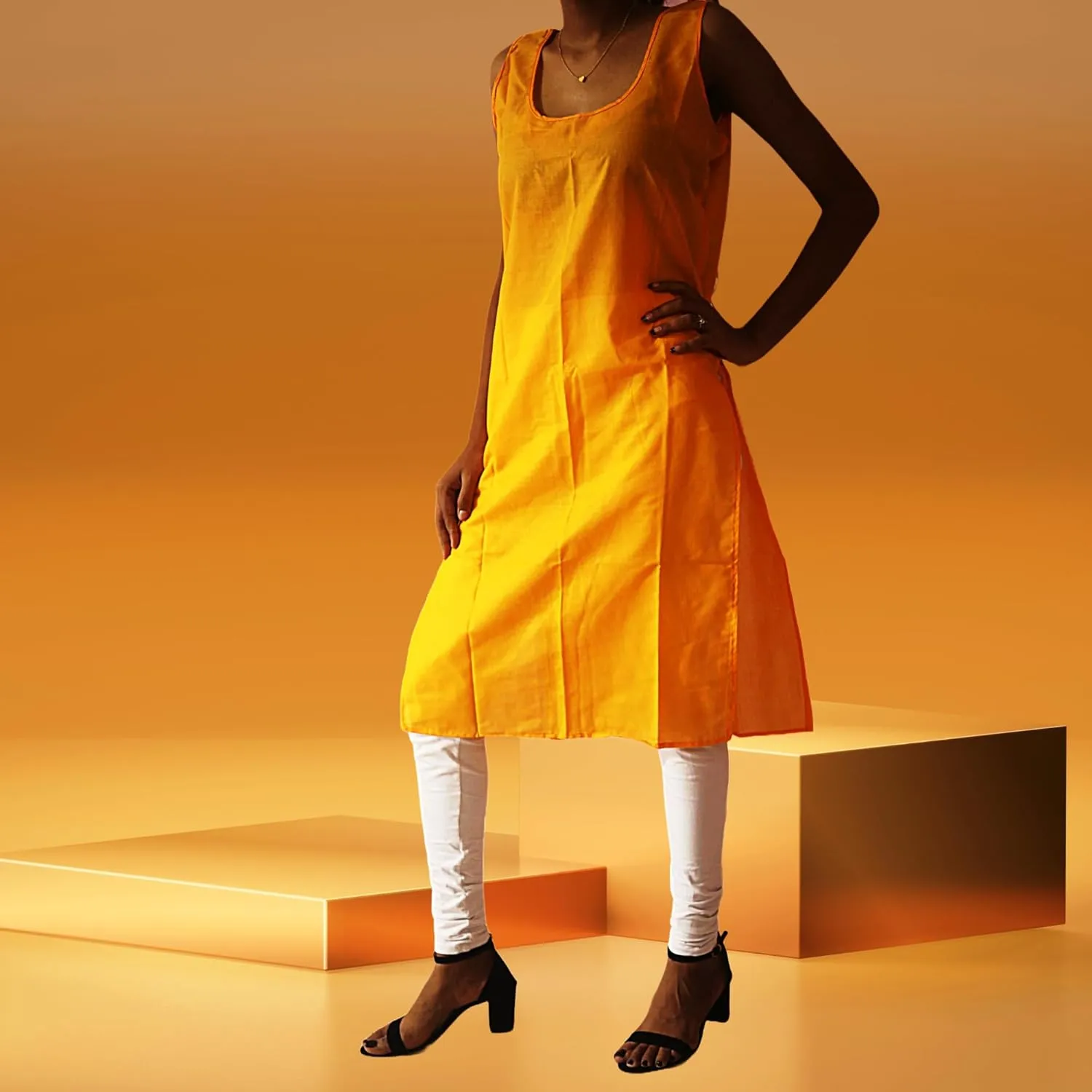 Women's Long Cotton Inner Slip Innerwear, Sleeveless Camisole for Sheer Kurtis