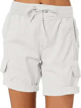 Womens Loose Fit High Waist Casual 4 Pockets Hiking Shorts Summer Workout Plus Size Cruise Shorts Cargo Short Pants
