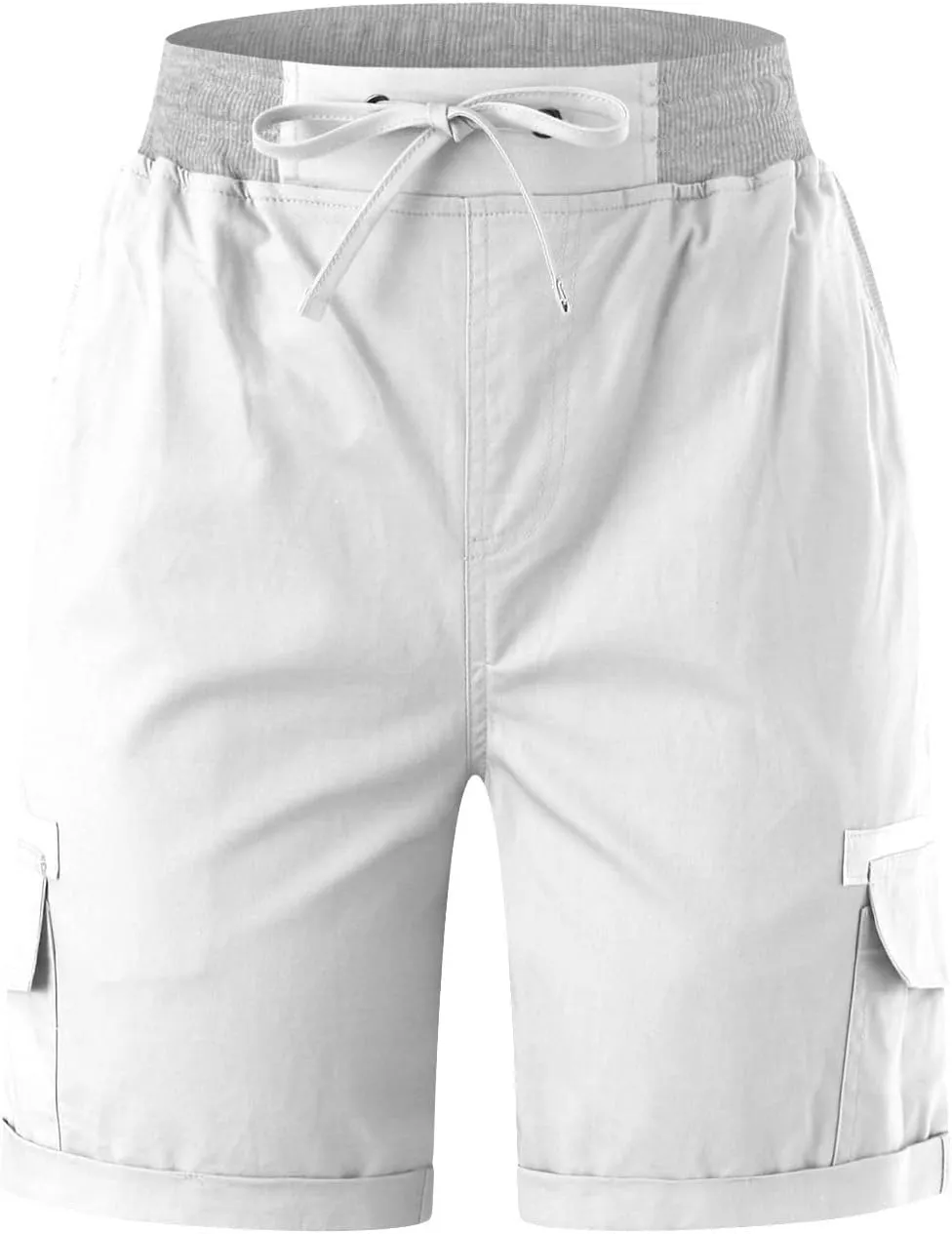 Womens Loose Fit High Waist Casual 4 Pockets Hiking Shorts Summer Workout Plus Size Cruise Shorts Cargo Short Pants