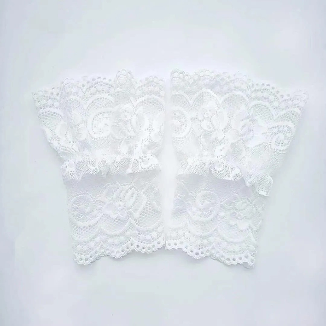 Women's Short Lace Gloves Fingerless for Driving Wedding Wrist Length Bridal Prom Gloves