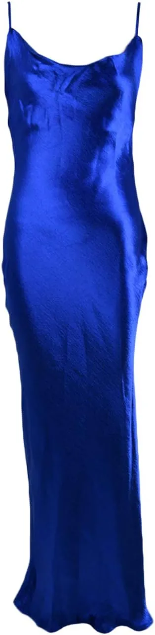 xxxiticat Women's Sleeveless Spaghetti Strap Satin Dress Cocktail Beach Evening Party Cowl Neck Back Tie Up Maxi Dresses