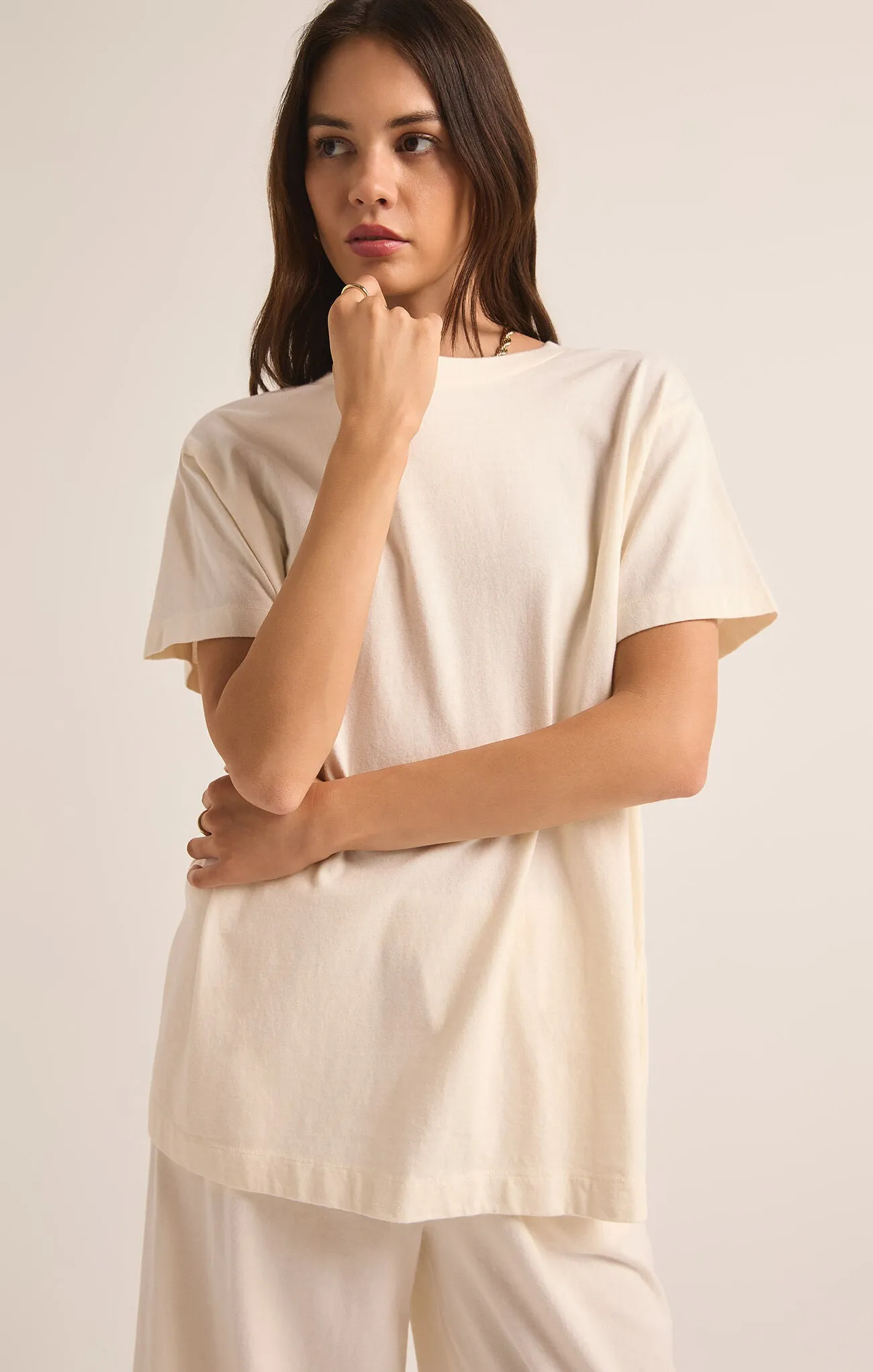 Z SUPPLY - SHAYLA COTTON JERSEY CREW NECK TEE SEA SALT