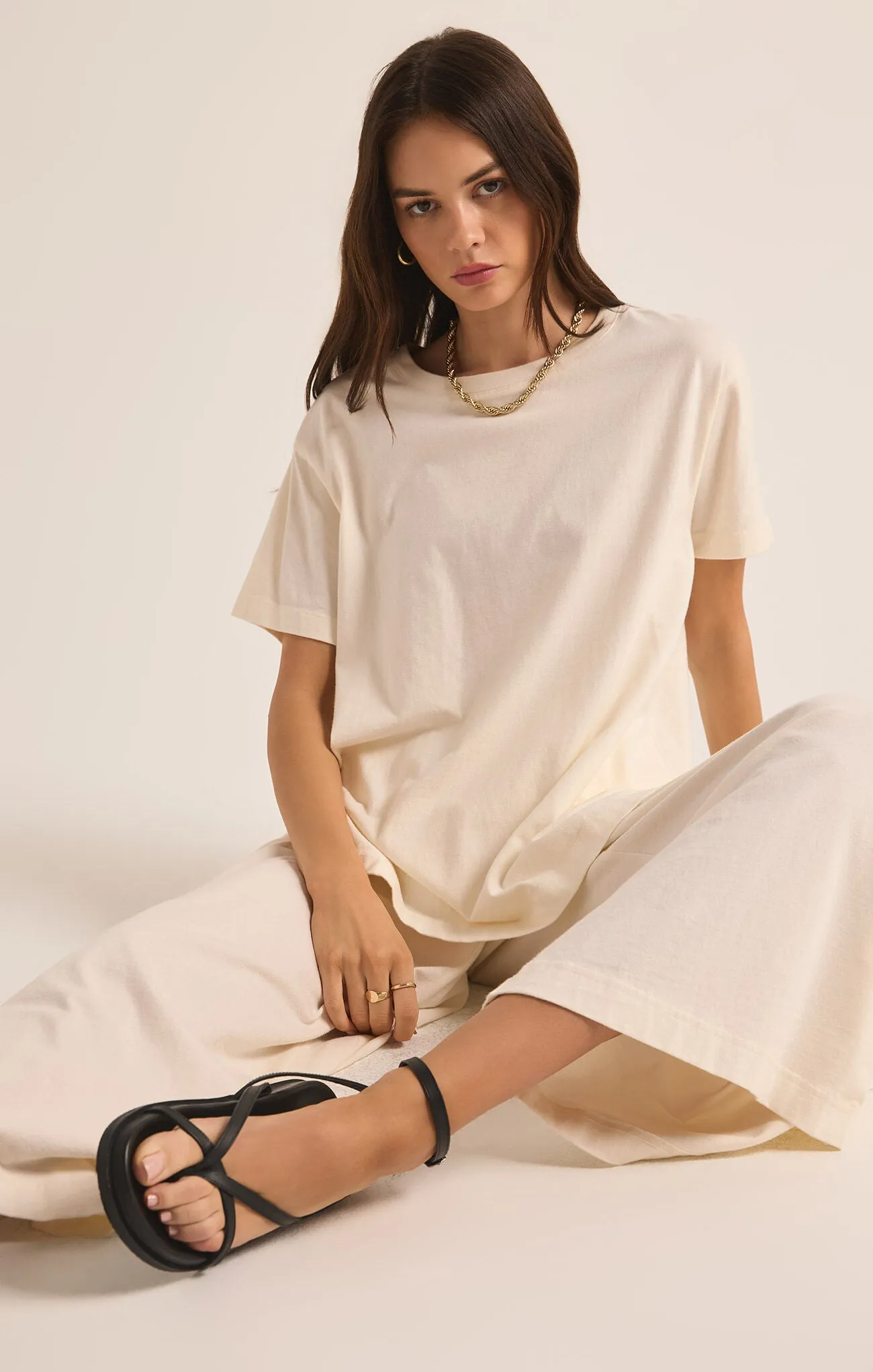 Z SUPPLY - SHAYLA COTTON JERSEY CREW NECK TEE SEA SALT